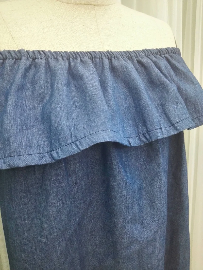 Женские джинсы с вырезом лодочкой Faroonee Летние повседневные топы рукавами