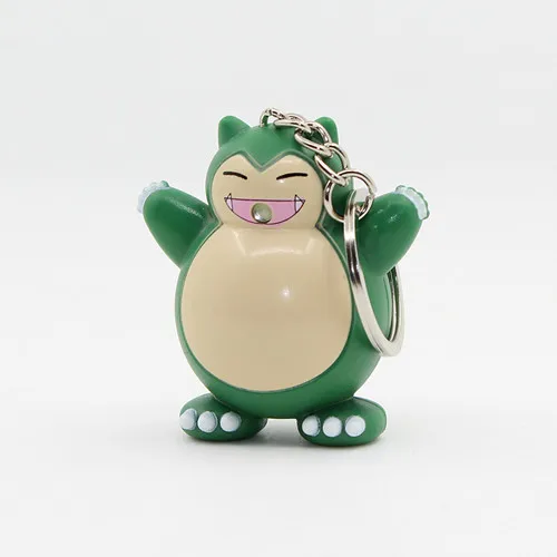 Green 2 Модная Игра Pokemon Munchlax 3D светодиодный брелок с фонариком и звуком милый аниме Goinfrex мультфильм брелок с игрушкой, подарок для влюбленных - Цвет: Green 2