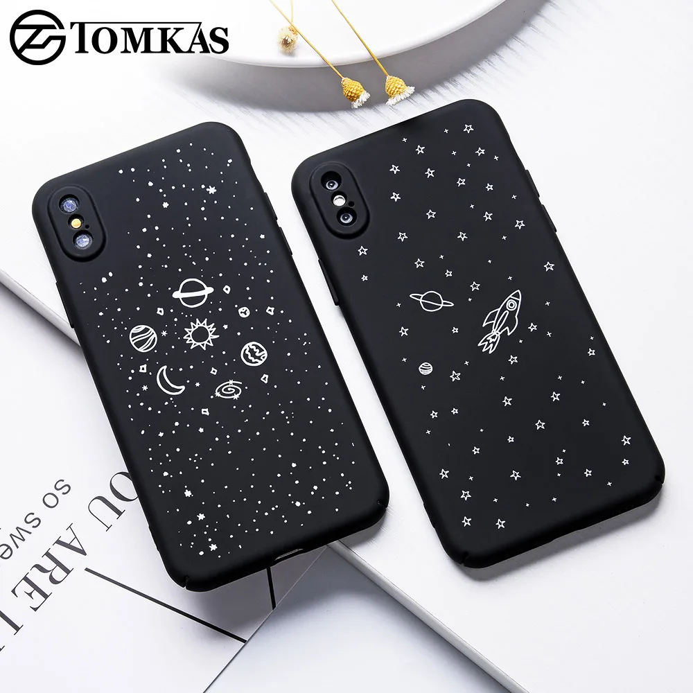 TOMKAS Moon узорчатые Чехлы для iPhone X 8 7 s Чехол Жесткий PC чехол матовый Космос простые 6