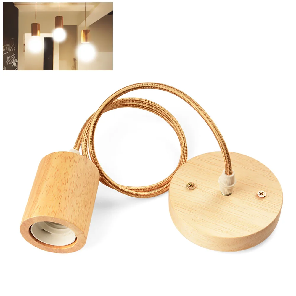 Деревянная потолочная лампа простого дизайна E27 одноголовая творческая светильник переменного тока 90-260В для спальни, гостиной, кабинета, ресторана, студии.