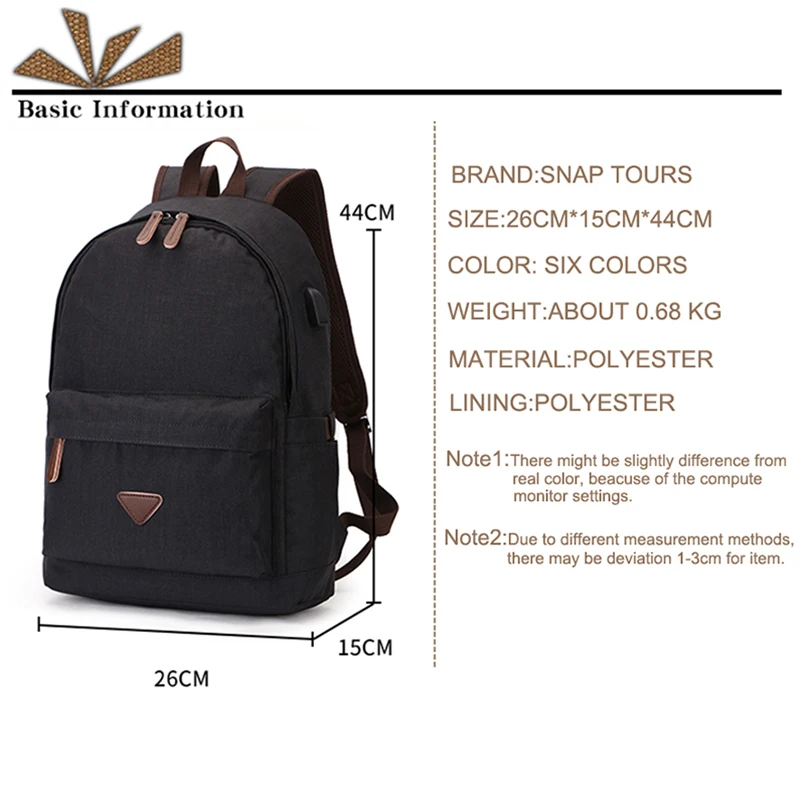 SNAP TOURS 2019 USB Charging Notebook Backpacks For Men Korean Casual Travel Backpack Man Black Urban Trip Bagpack | Багаж и сумки