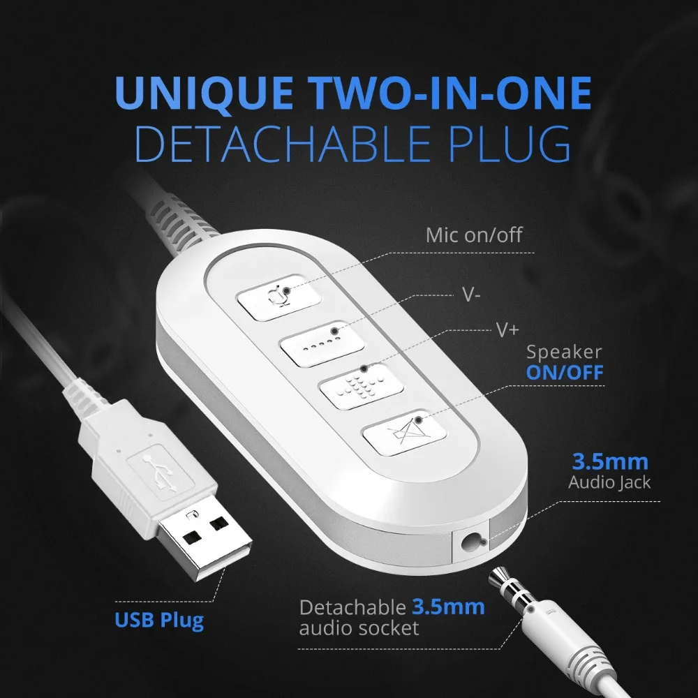 Mpow BH125 USB/3 5 мм разъем проводные наушники с микрофоном для Mac Skype колл центра
