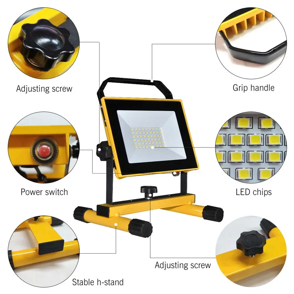 구매 Eslas-LED 작업등, 충전식 휴대용 스포트라이트, 야외 비상 손 작업 램프, IP65 방수 조명, 캠핑, 차고