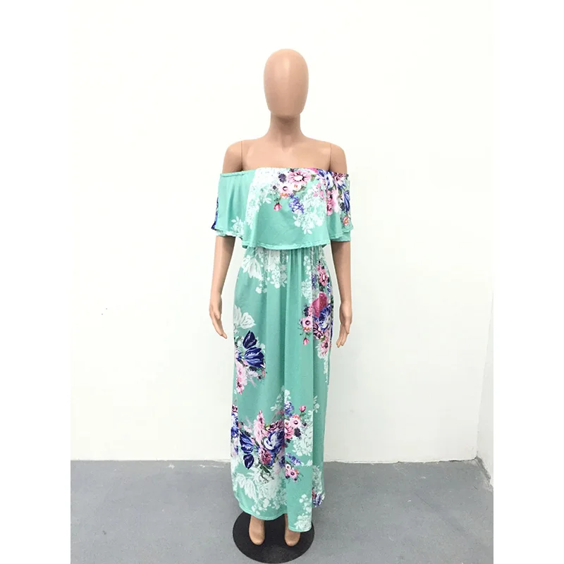 Летние платья 2019 Boho стиль с открытыми плечами без бретелек коротким рукавом