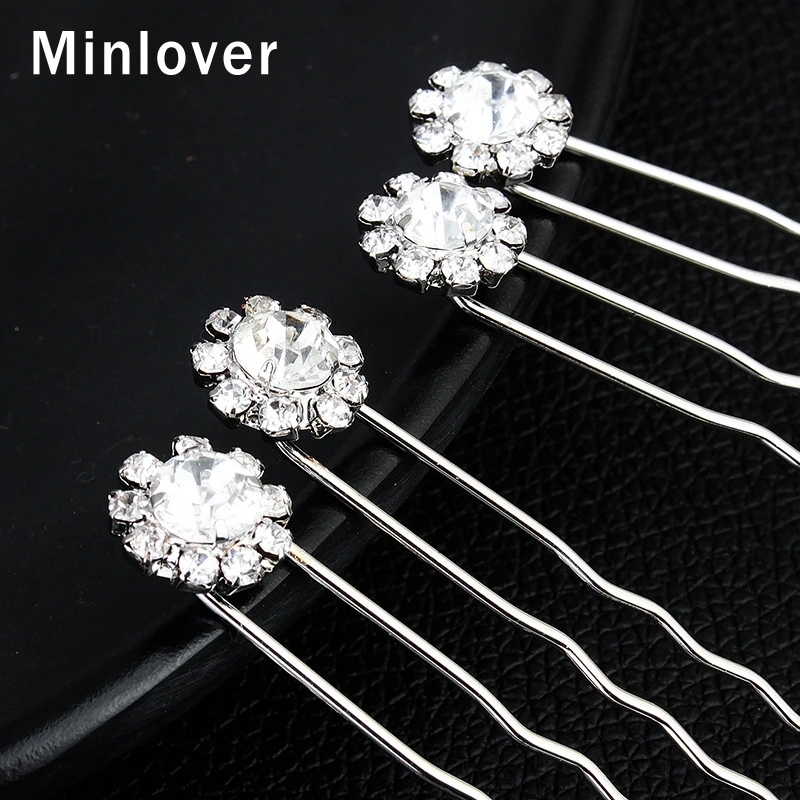 Minlover 12pcs/lot Small Daisy Handmade Bride Hair Combs for Women Girls Crystal Hairpins Jewelry Wedding Accessories TS072 | Украшения и