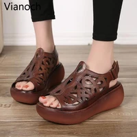 new fashion women sandals platform shoes peep toe summer leather shoe woman leather wo19022