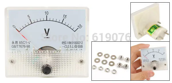 

DC 0-20V Analog Voltmeter Panel Voltage Meter 85C1 20V DC Directly Connect