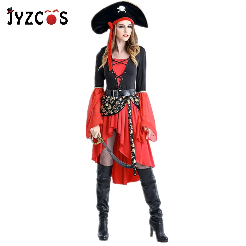 Костюм пиратского капитана JYZCOS костюмы на Хэллоуин для женщин косплей костюм