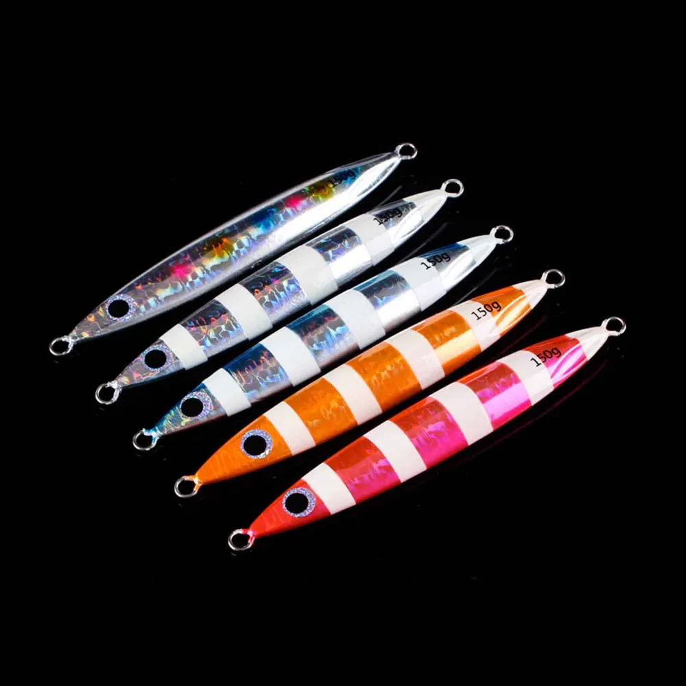 

5PCS Deep sea Glow Slow Jig Hook Jigging Night Fishing Jigging Lure Jigbait spoon baits 80g 100g 150g 200g