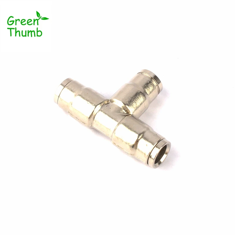 10pcs Inner Dia.9.5mm Brass Tee Connector High Pressure Misting Nozzle Adapter Joints Agricultural Irrigation Pipe Fitting
