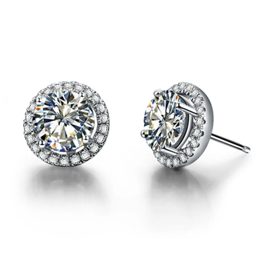 

Romance 2Ct each 8.0mm D Color Moissanite Diamond Stud Earrings Platinum 950 Earring for Her Women's Wedding Jewelry