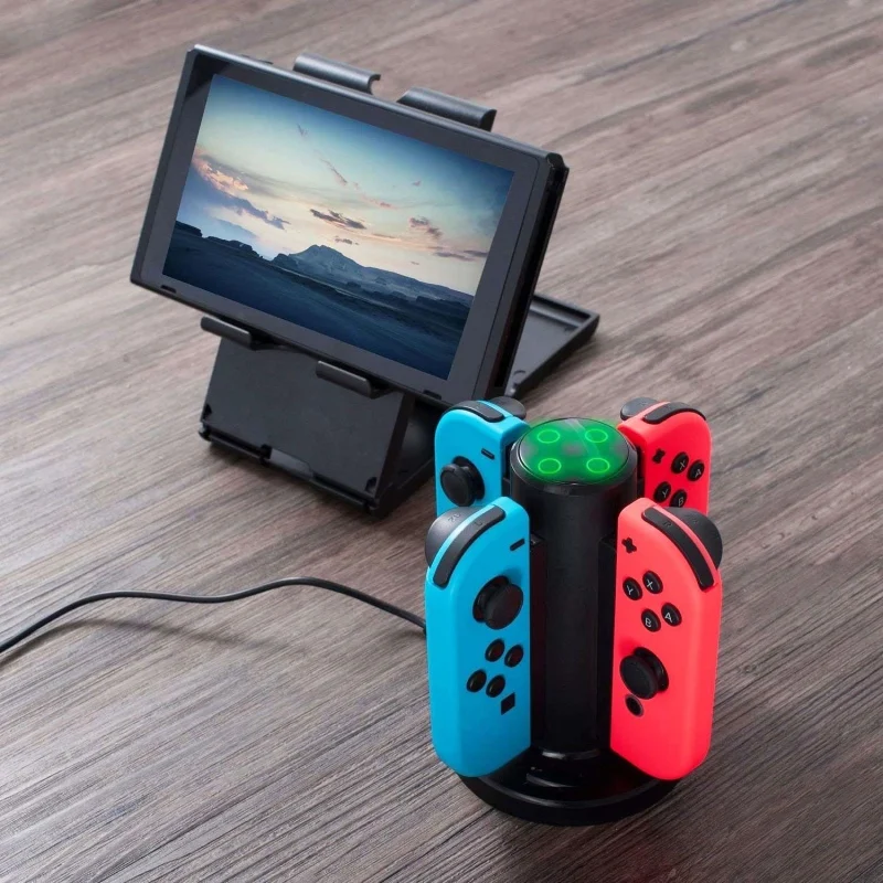 4 в 1 зарядное устройство Joy-Con док-станция светодиодные индикаторы зарядки