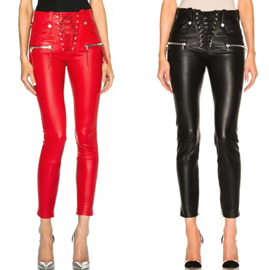 Брюки карандаш женские до щиколотки из ПУ кожи|pencil pants|pu leather pantsfashion pants |