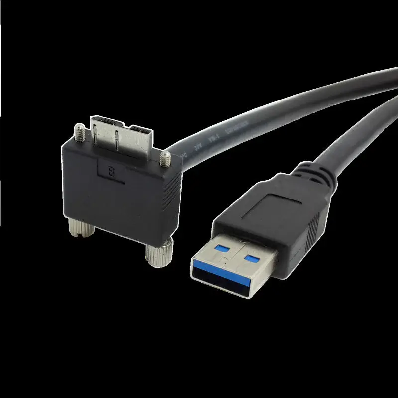 

90 Degree Right Angled Micro B USB 3.0 Screw Mount to USB 3.0 USB3.0 A Type Male Data cable 1.2m 3m 4ft 10ft 120cm 300cm