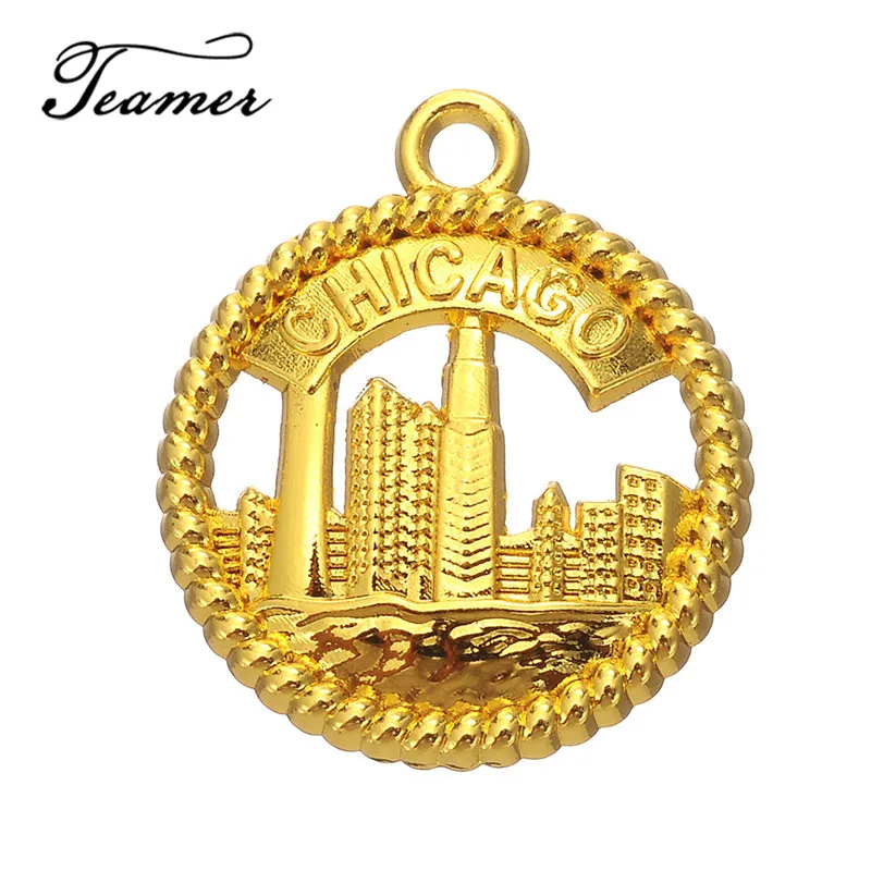 Teamer Fashion 10 шт./лот металлические подвески из цинкового сплава Чикаго Сити для