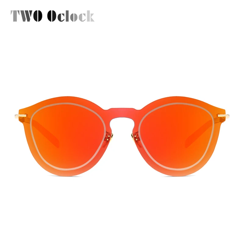 Женские круглые солнцезащитные очки TWO Oclock розовое золото зеркальные UV400