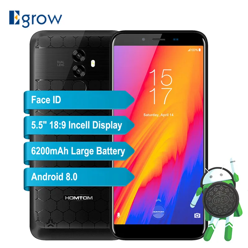 HOMTOM S99 Android 8 0 5 'ཎ:9 полный дисплей смартфон 4 + 64 ГБ MT6750 Восьмиядерный 6200 мАч