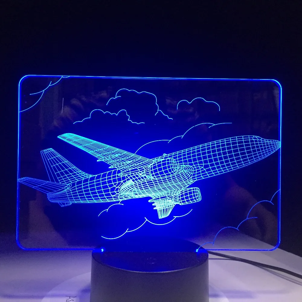 Истребитель 3D ночной Светильник Новинка Светодиодный плоскости настольная