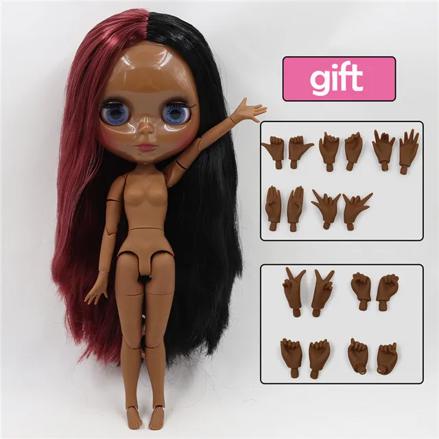 super black skin Фабрика blyth кукла bjd шарнир тела белая кожа bjd 30 см матовый лица резные губы с бровей индивидуальные лица - Цвет: super black skin