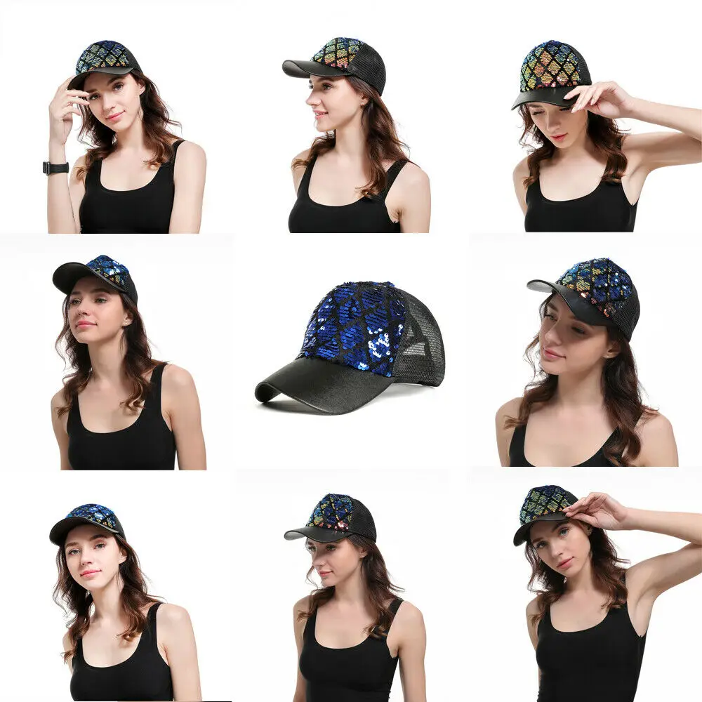 Женская Мужская регулируемая бейсболка с хвостом блестящая шляпа от солнца