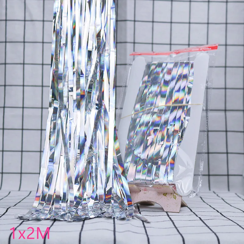 1x2m silver Рождественское Рождество украшения для дома 2 м/3 м Радужный фон шторы из фольги гирлянда год Декор Noel Navidad аксессуары - Цвет: 1x2m silver