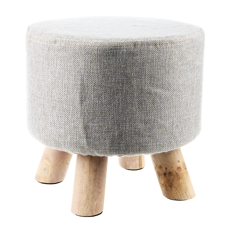Grey 4legs round Современный роскошный мягкий табурет для ног круглый пуфик-табурет+ деревянные ноги узор: круглый ткань: серый(4 ноги - Цвет: Grey 4legs round