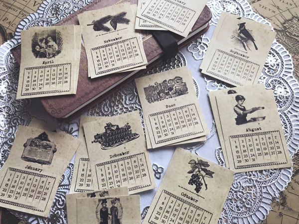 24 шт. 12 го календаря DIY винтажная бумага для скрапбукинга альбом Happy planner ручная