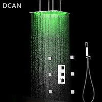 dcan luxury rain ceiling 20 shower head led shower set faucets tap shower kit with 6 body 2 jet and thermostatic mixer valve