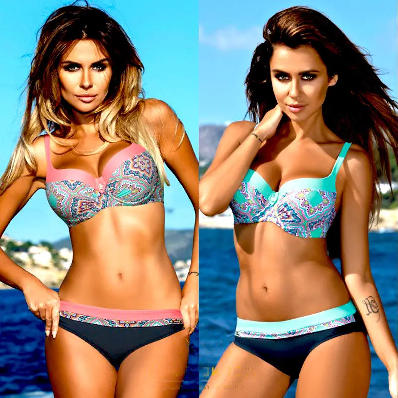 Лидер продаж 2017 Женский комплект бикини купальник пляжная одежда купальники пуш