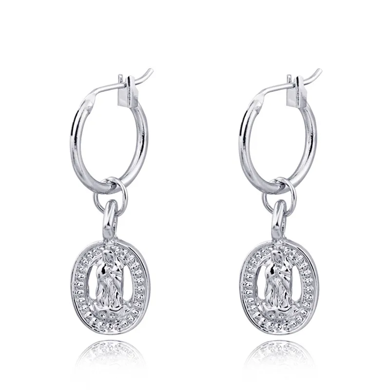 1 пара изысканные маленькие серьги кольца в стиле панк Овальные Девы Марии