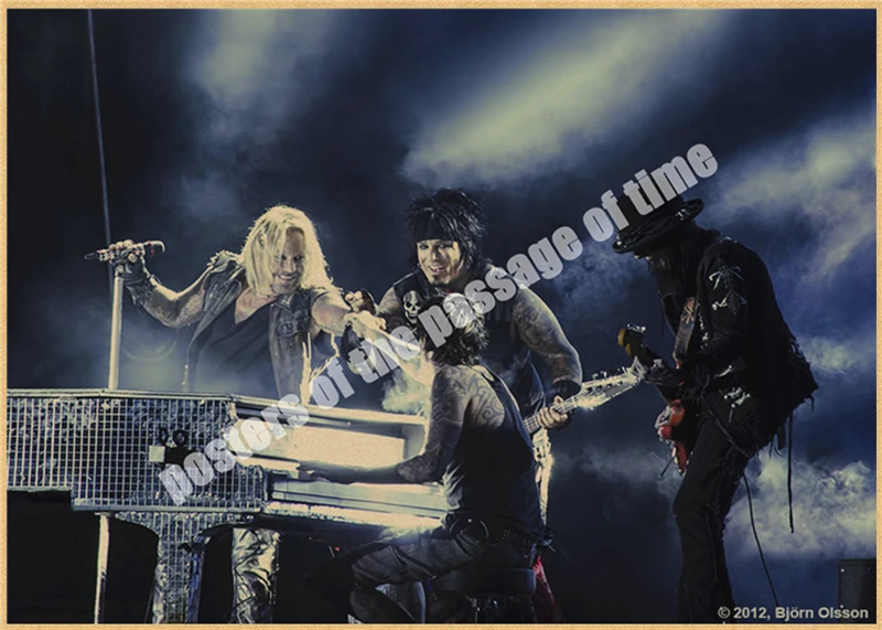 Motley Crue винтажная Ретро рок-группа музыкальная гитара матовая крафт-бумага античный плакат Настенная Наклейка домашний декор