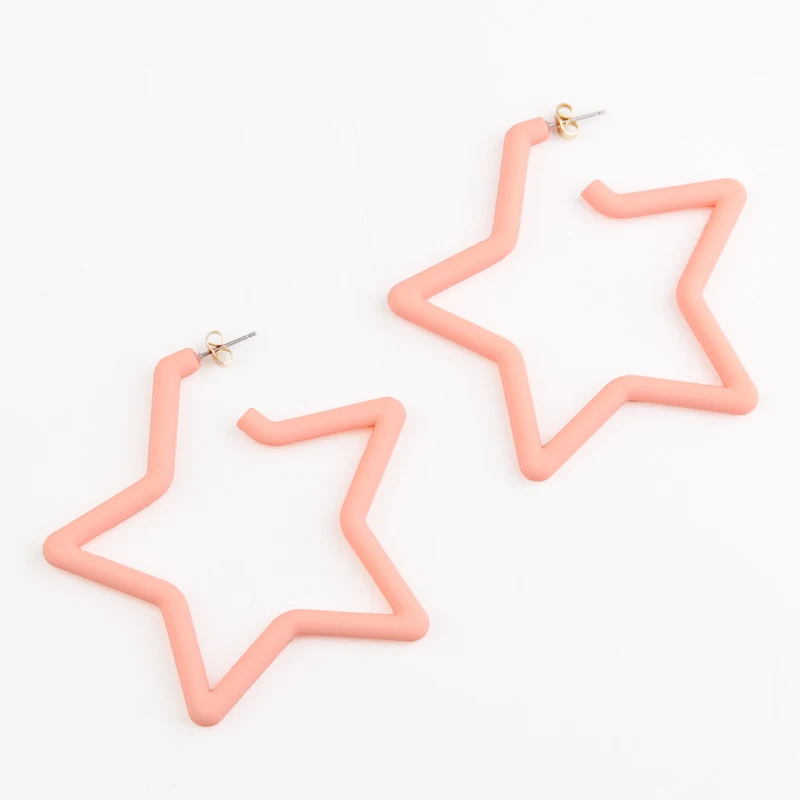 pink Beadsland Уксусные акриловые серьги-кольца в форме звезды карамельного цвета модные повседневные женские вечерние праздничные горячая Распродажа подарок 40282 - Окраска металла: pink