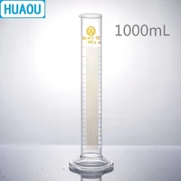huaou 1000ml measuring cylinder 1l with spout and graduation with glass round base laboratory chemistry equipment