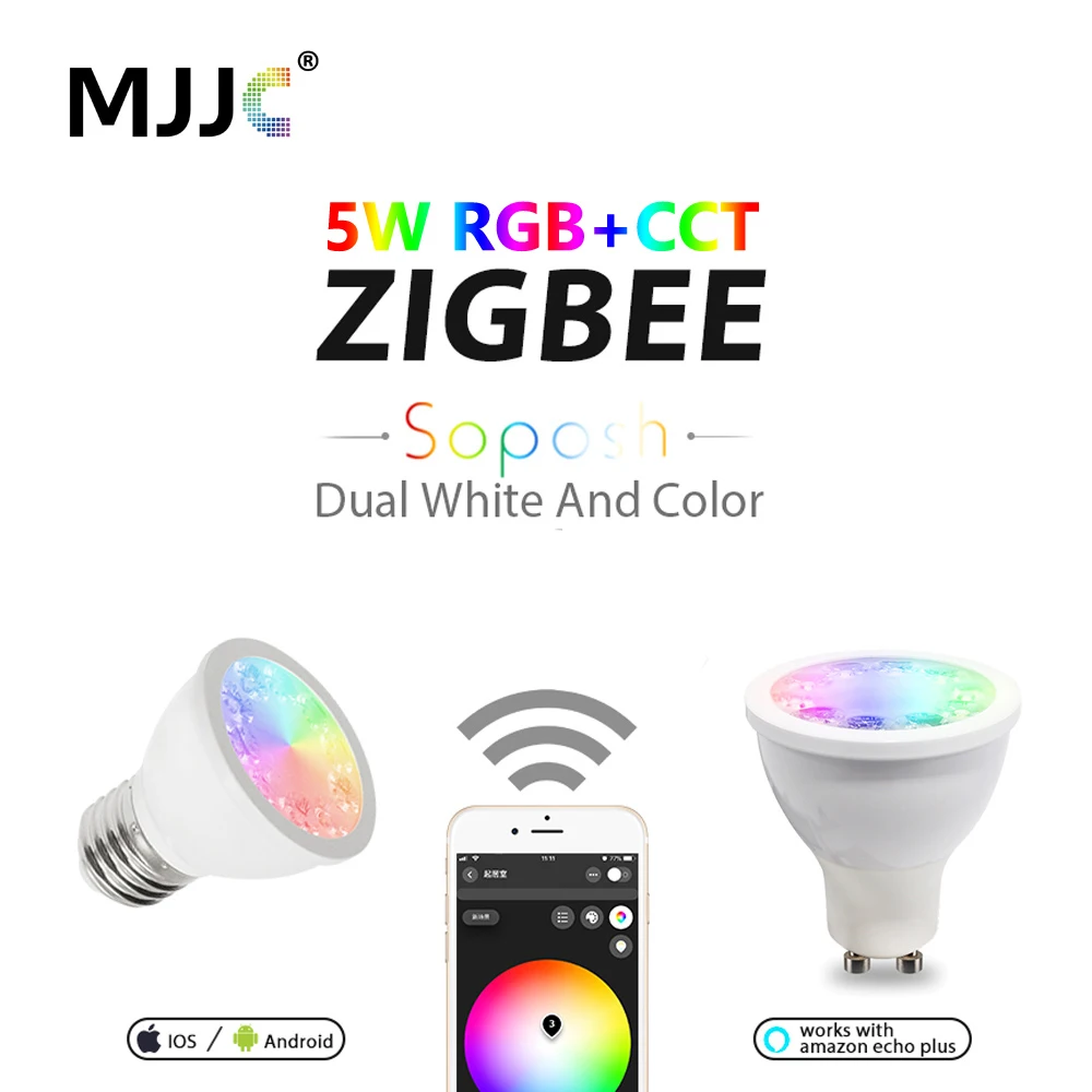 Светодиодная лампа ZIGBEE E27 с регулируемой яркостью RGBW 5 Вт GU10 точесветильник