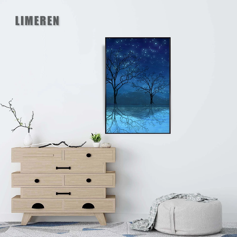 

Canvas Painting Blue deer at night 5 Pieces Wall Art Painting Modular Wallpapers Poster Print for living room Home Decor