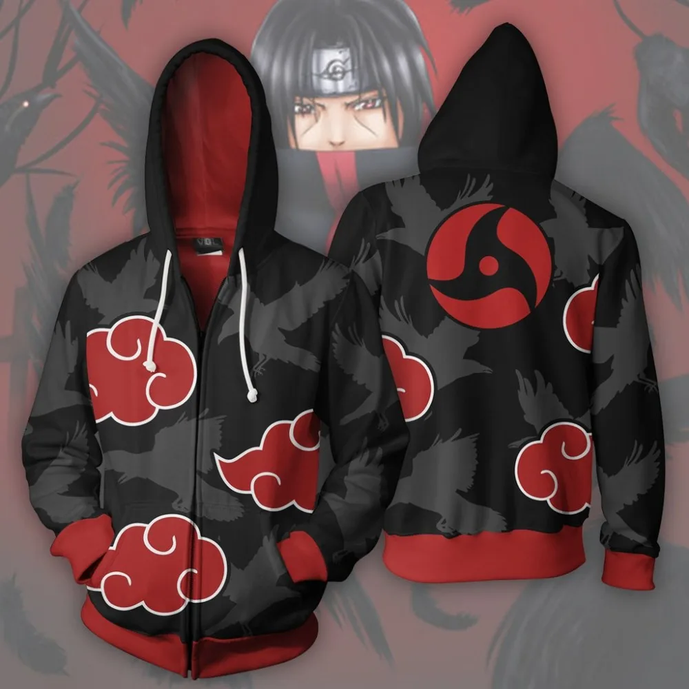 Костюм для косплея NARUTO Akatsuki Pain толстовка с 3D принтом Акацуки на молнии мужчин и