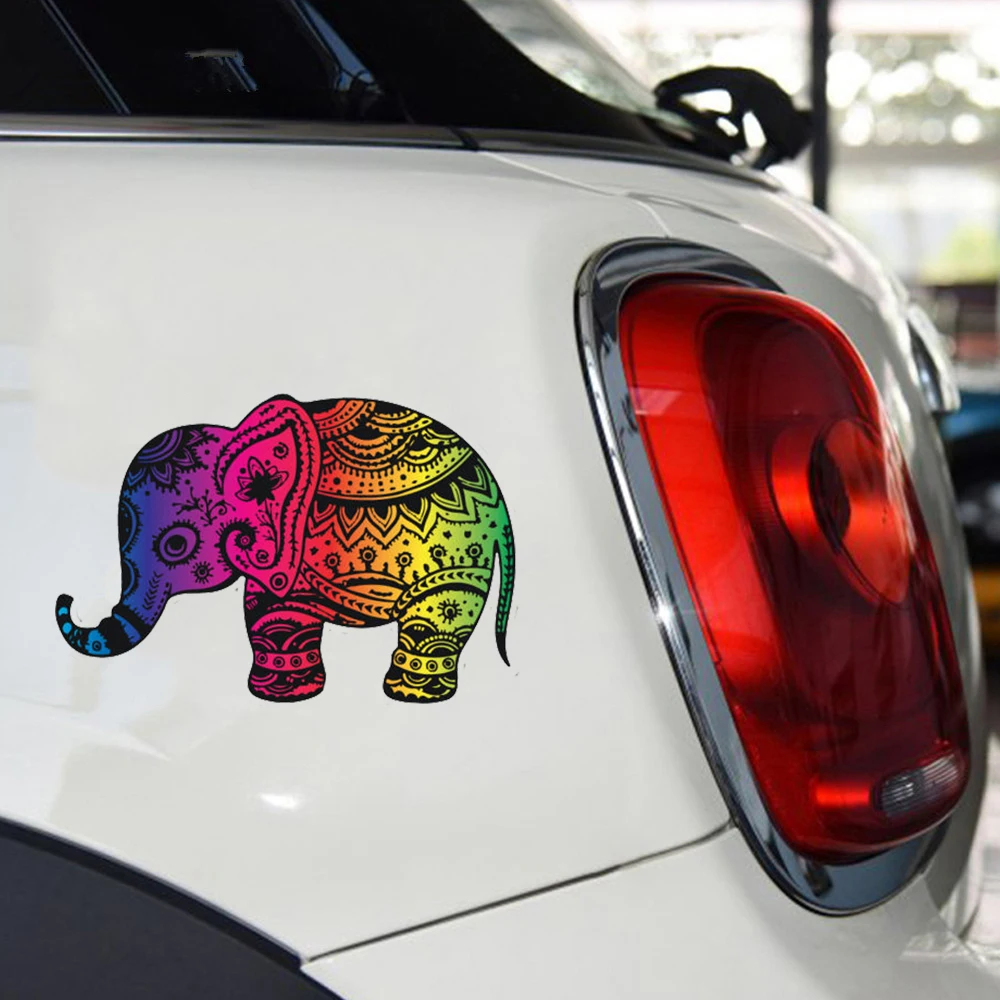 Наклейка в виде слона радуги Забавный автомобильный бампер популярная Виниловая
