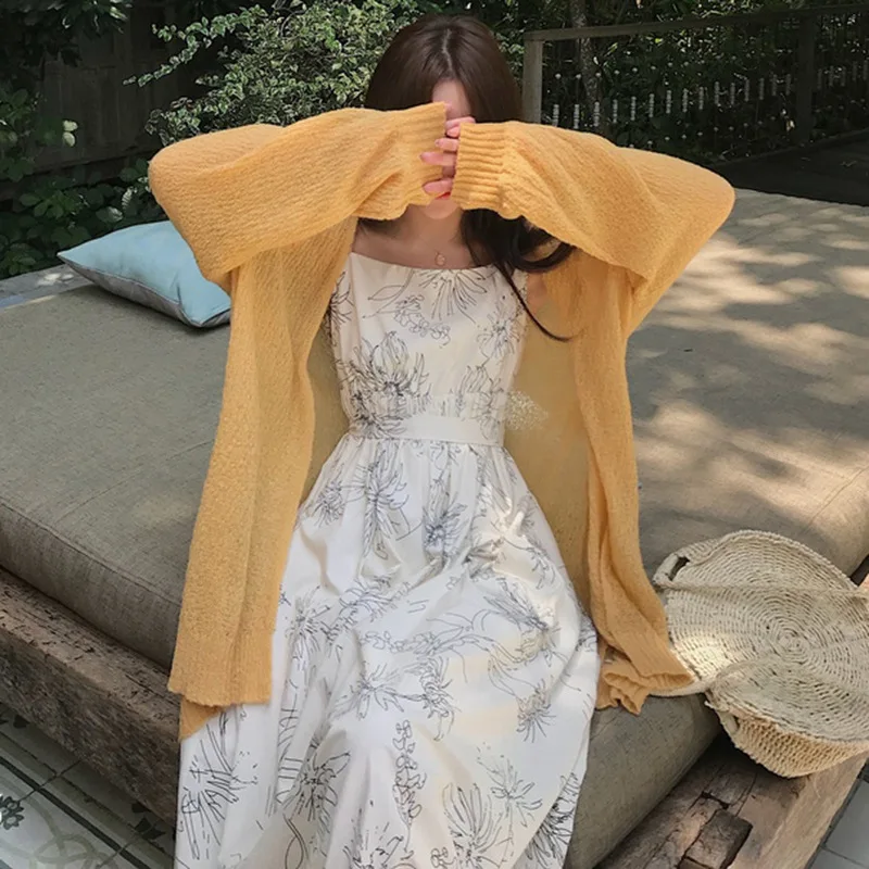 Летнее тонкое пальто 2019 Солнцезащитная одежда вязаная блузка с длинным рукавом