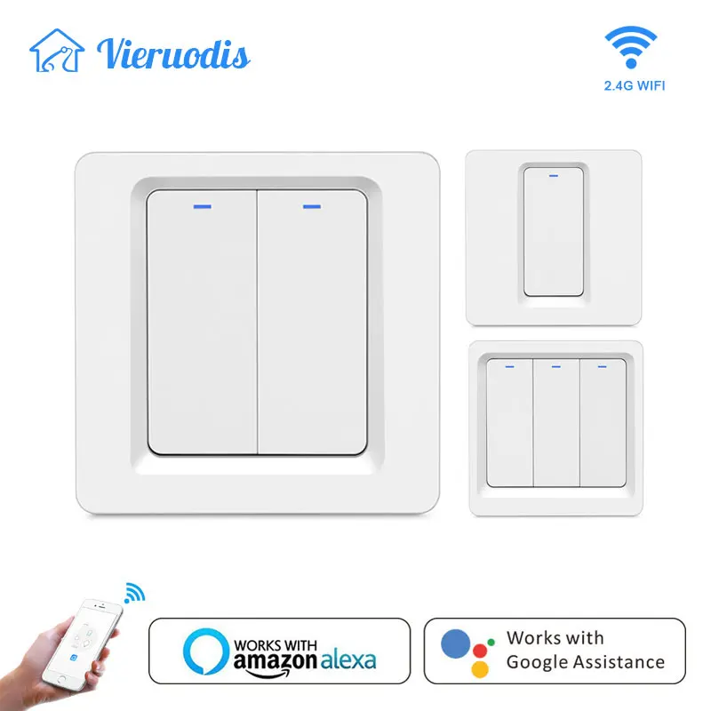 Tuya Smart life Wifi умный кнопочный настенный светильник, беспроводной переключатель, 220 В приложение, дистанционное Голосовое управление, работает с Alexa Google Home
