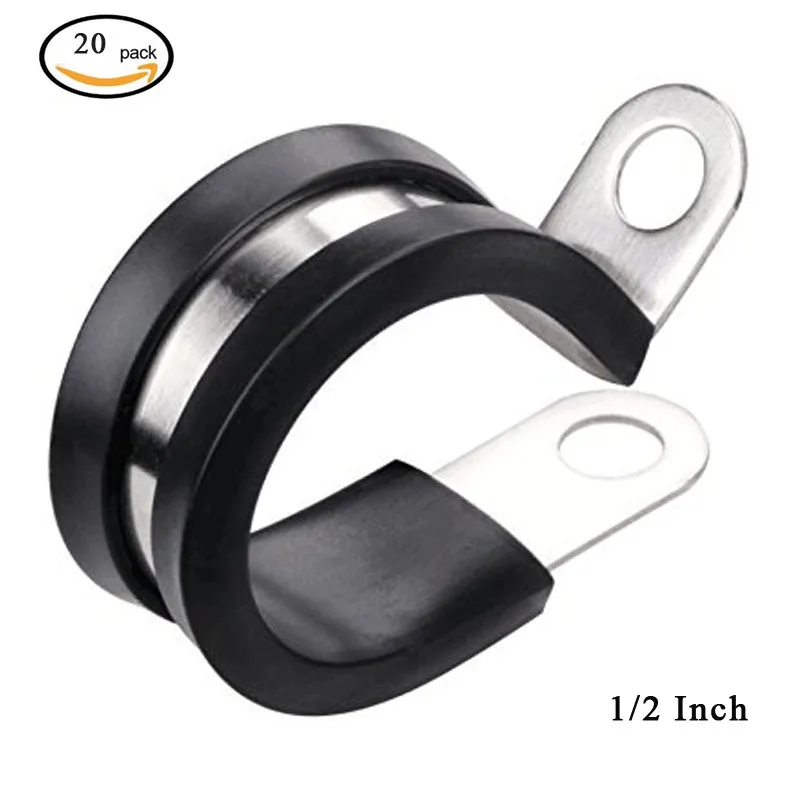 Купи Cable Clamp 20 Pack 1/2 Inch Stainless Steel Cable Clamp Pipe Clamp Metal Clamp Rubber Cushioned (1/2 Inch) Rubber Insulated за 1,079 рублей в магазине AliExpress