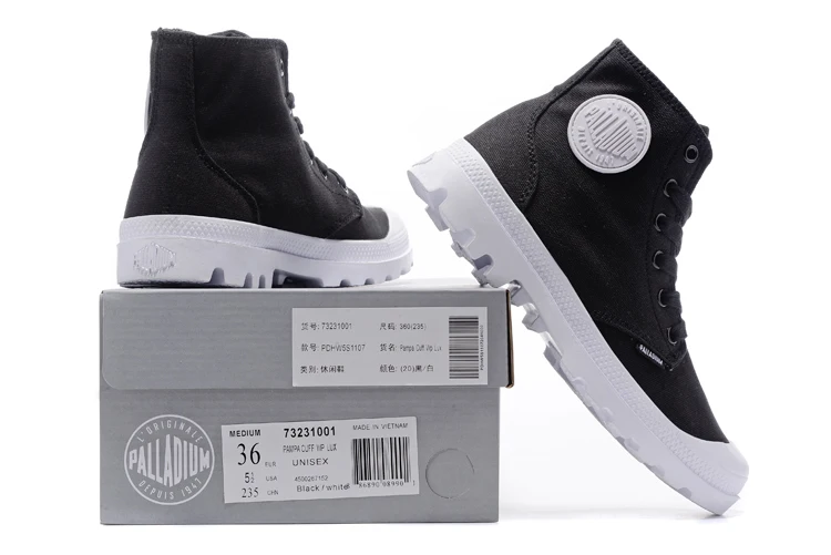 Кроссовки PALLADIUM PAMPA ORIGINALE TC черно-белые классические парусиновые туфли ботильоны