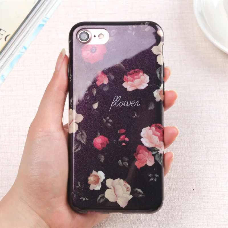 Vintage Flower Rose Camellia Soft Back Cover for IPhone 6 6s plus Phone Case Silicone Capa Housing Coque iphone |