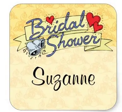 

1.5inch Yellow Lace Bridal Shower Square Sticker
