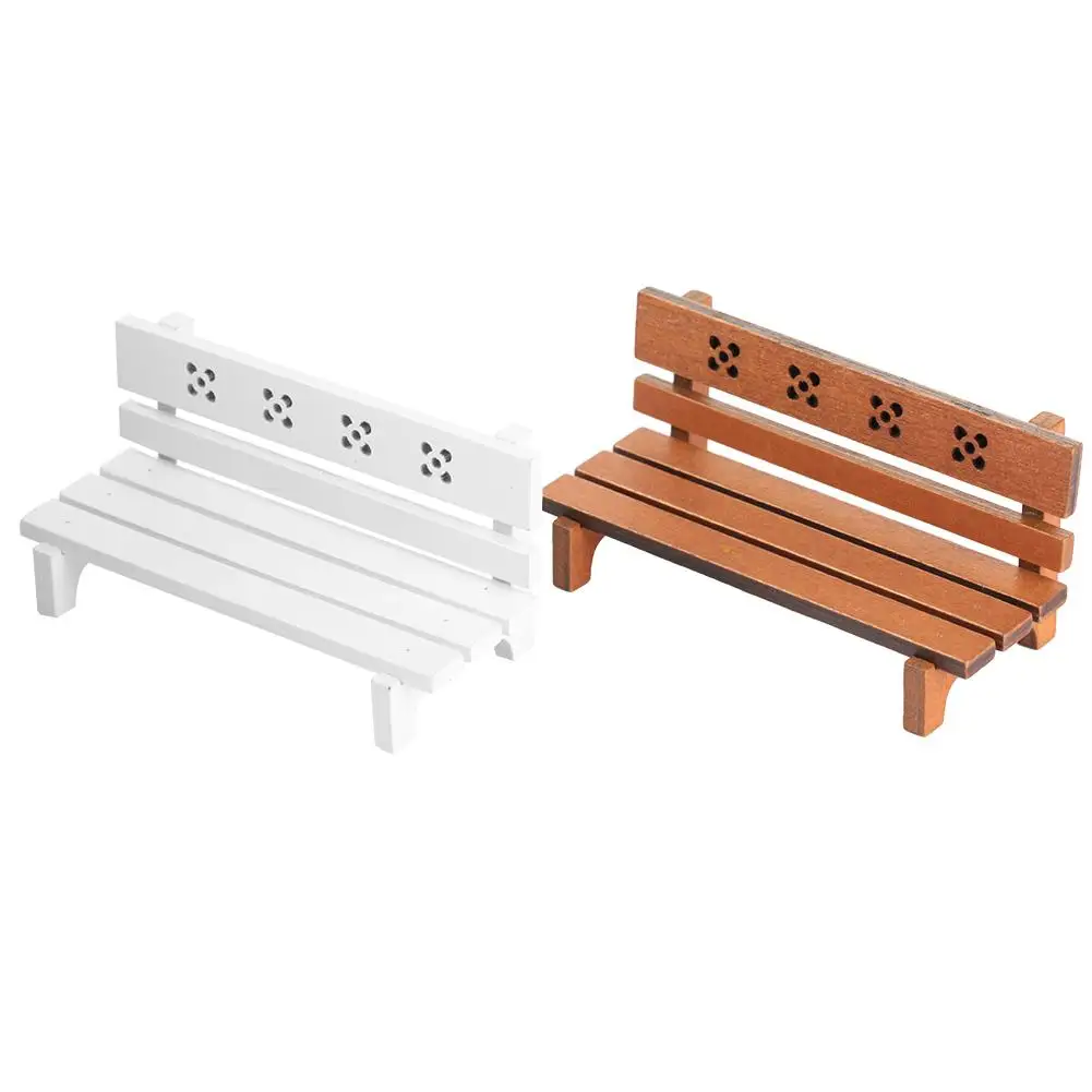 1:12 Scale Doll Mini Bench Miniature Wood Chair Kid Fairy Garden Ornaments Figurines Toys Home Decor Dollhouse Accessories |