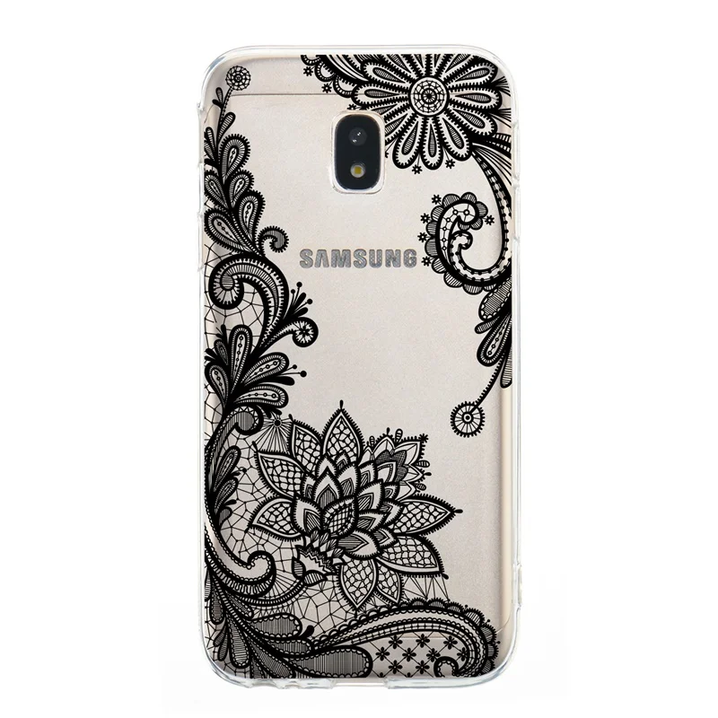 Case For Samsung Galaxy J3 J330F J5 J530F J7 J730F 2017 Cover flower TPU Jelly Transparent clear ultra thin soft case kimTHmall |