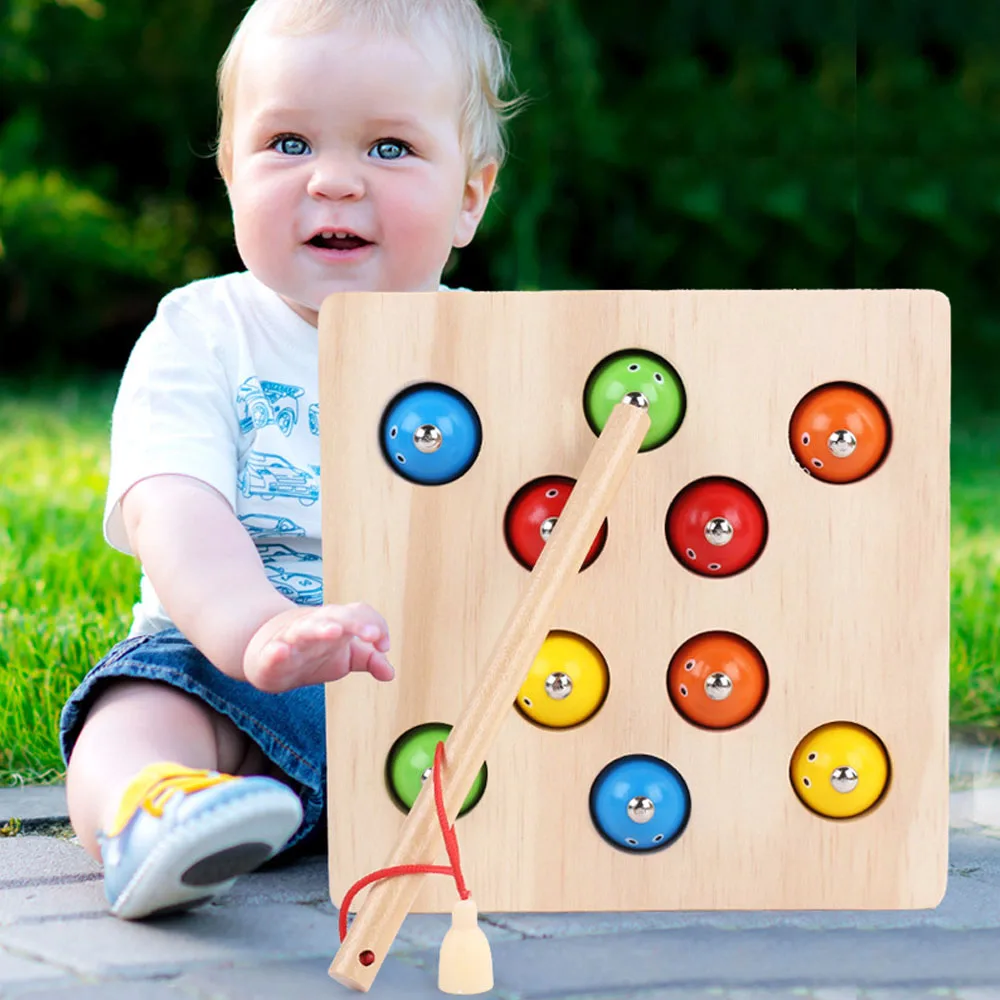 

Baby Wood Toys Magnetic Fishing Game Toys 3D Catch The Insect Montessori Educational Toys for Children Developing Table Game