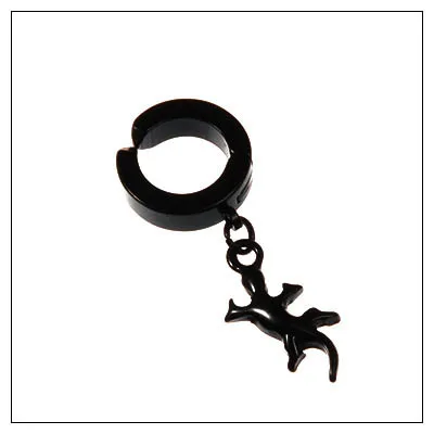 Gecko black 2 шт, панк, нержавеющая сталь, крест, звезды, кулон, клипса, без пирсинга, серьги для женщин, хип-хоп, модные, без отверстия для уха, мужские ювелирные изделия - Окраска металла: Gecko black