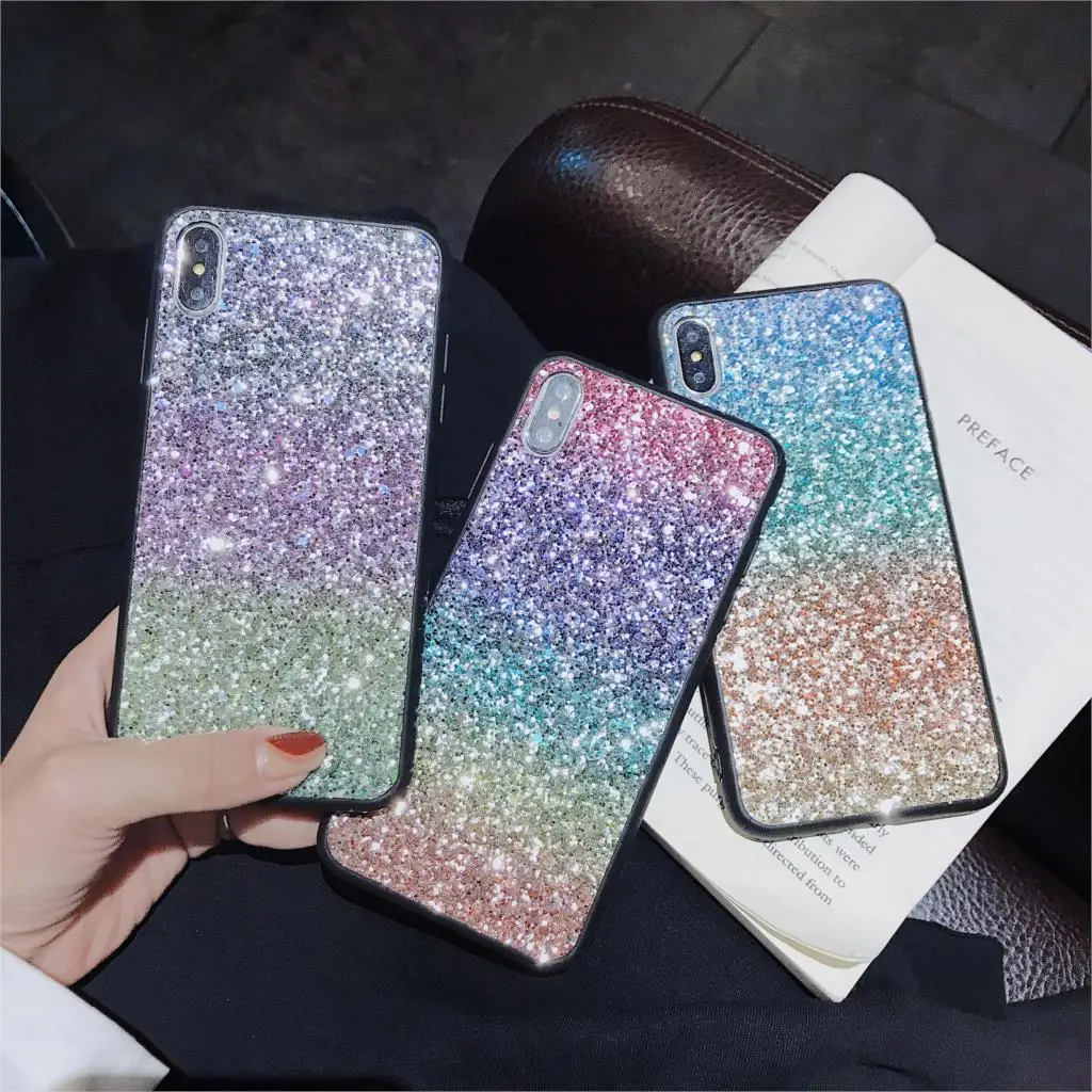 Роскошный градиентный блестящий чехол красный mi Note 7 для Xiaomi 8 Lite 9 защитный модный