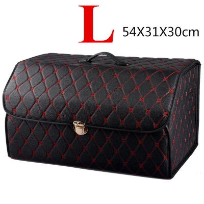 L black red Высокое качество, органайзер для багажника из искусственной кожи, сумка для хранения, обновленный металлический замок, авто автомобиль, внедорожник, багажник, укладка, аксессуары для автомобиля - Название цвета: L black red