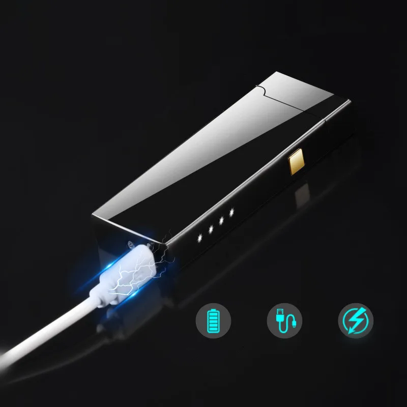 Мини двойная дуговая зажигалка с дисплеем батареи USB перезаряжаемая сигарета для